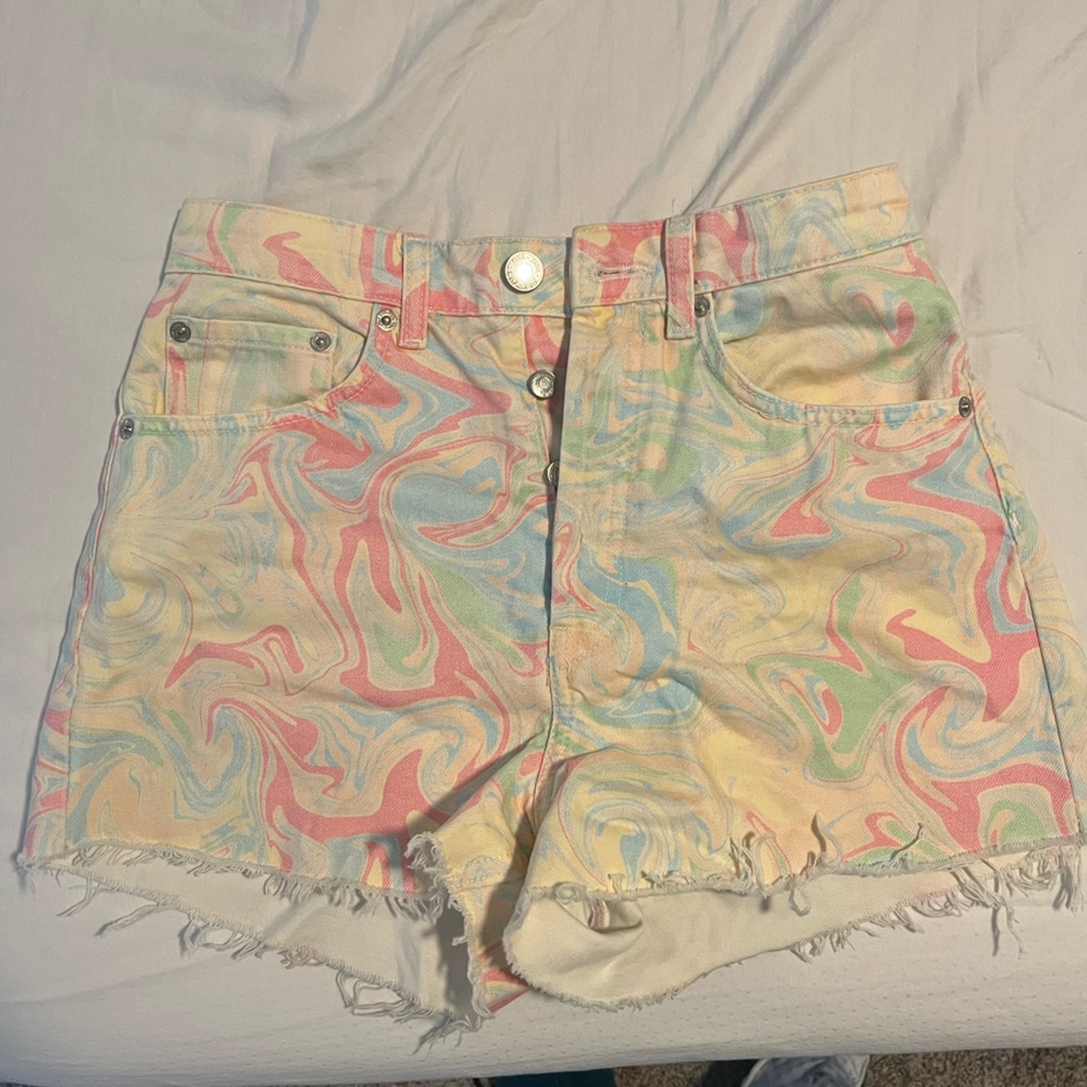 Colorful Zara Patterned Denim Shorts